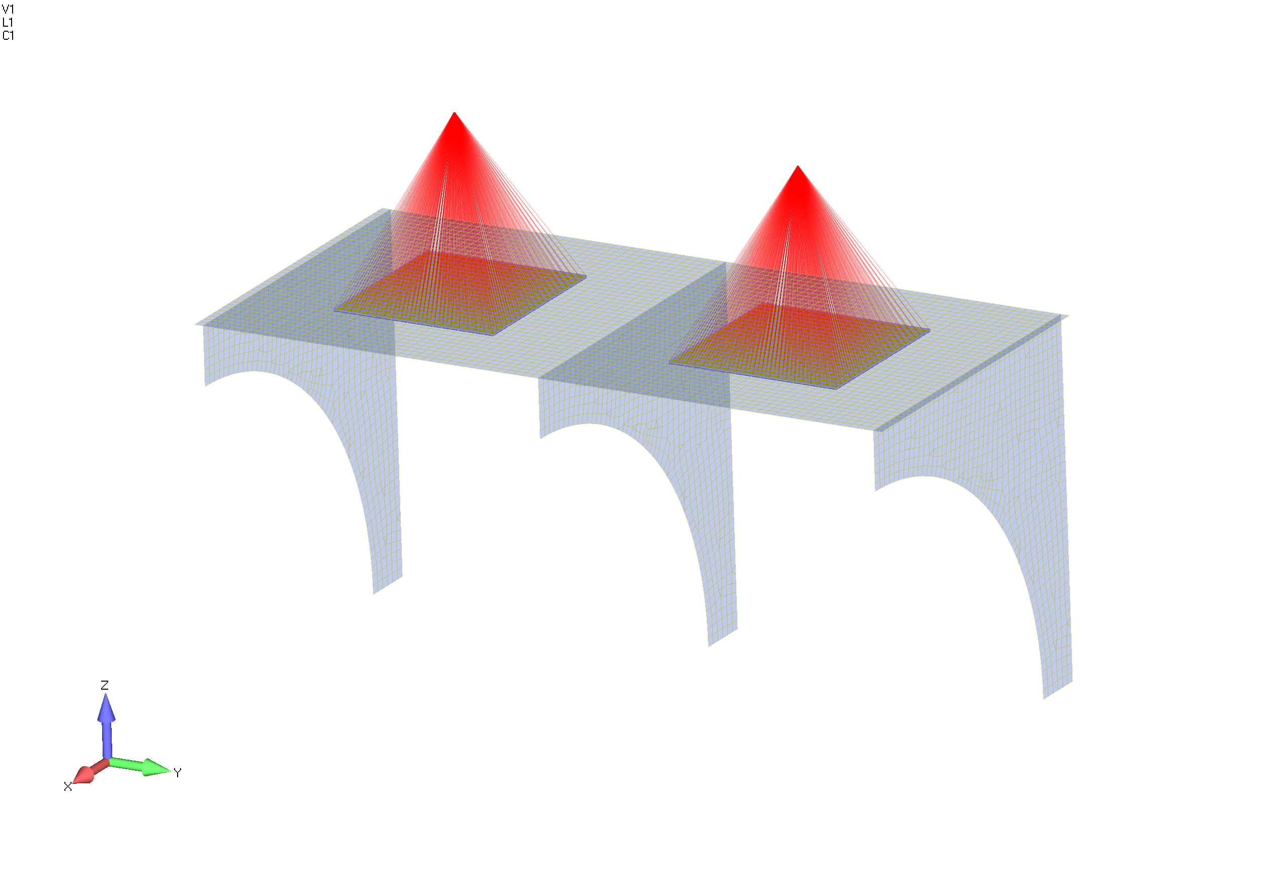 FEM shelf with with rigid body elements RBE2 & RBE3